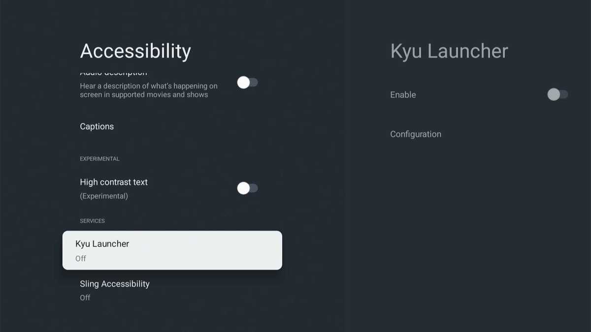Kyu Launcher system accessibility settings