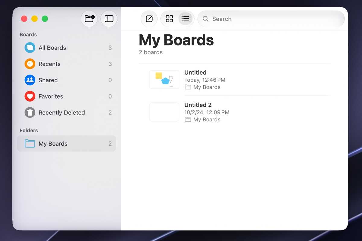 macOS Golden Gate Freeform boards