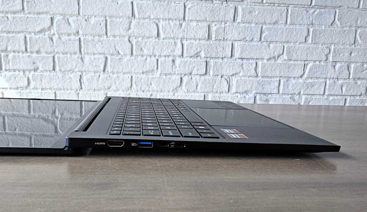 Acer Swift Go 16 AI left side reclined