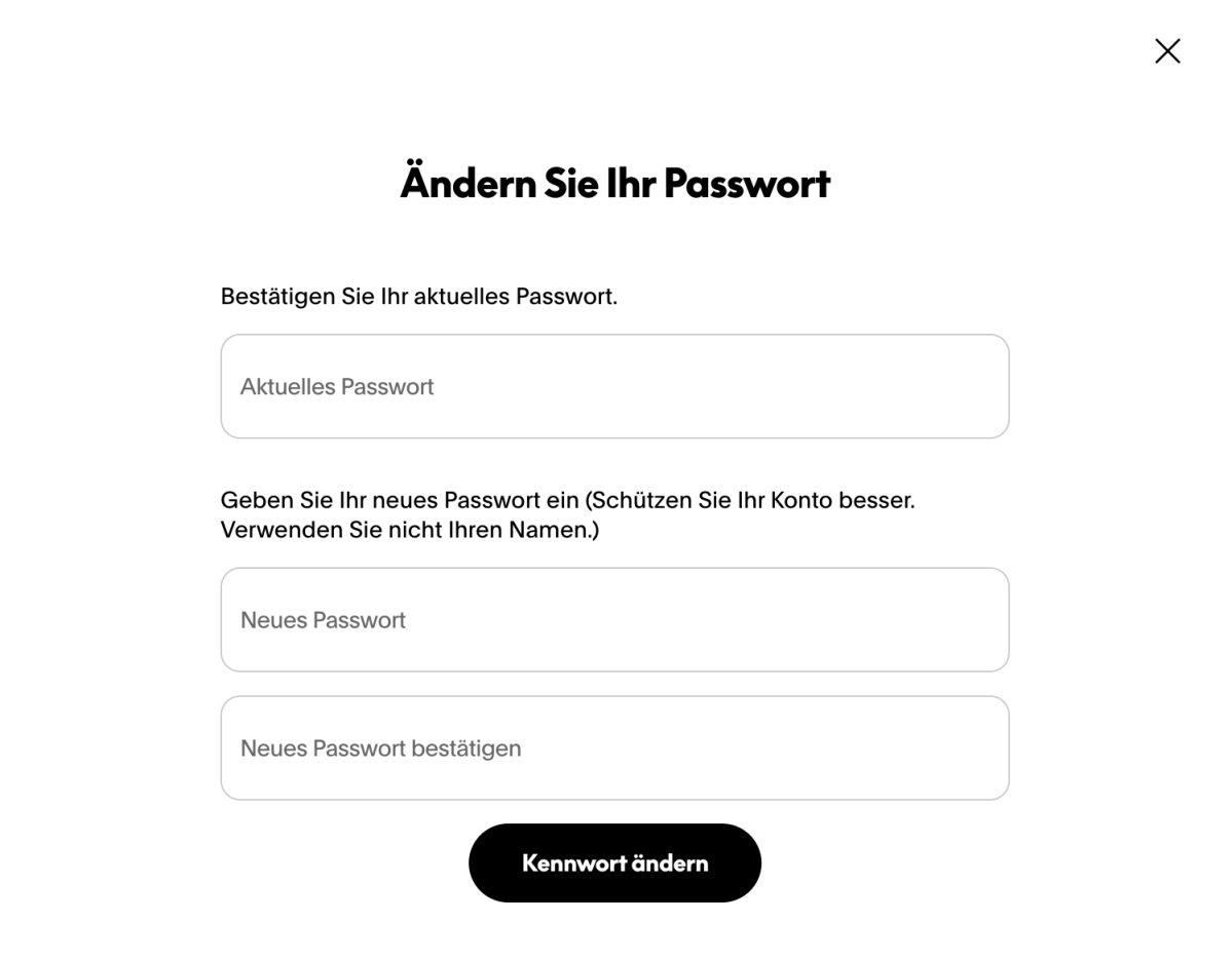 Paypal Passwort ändern