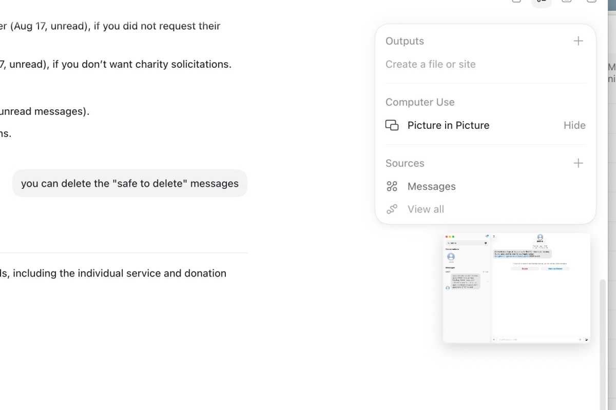 ChatGPT messages computer use