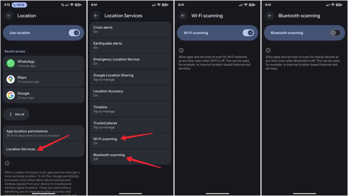 Disable nearby scanning screenshots