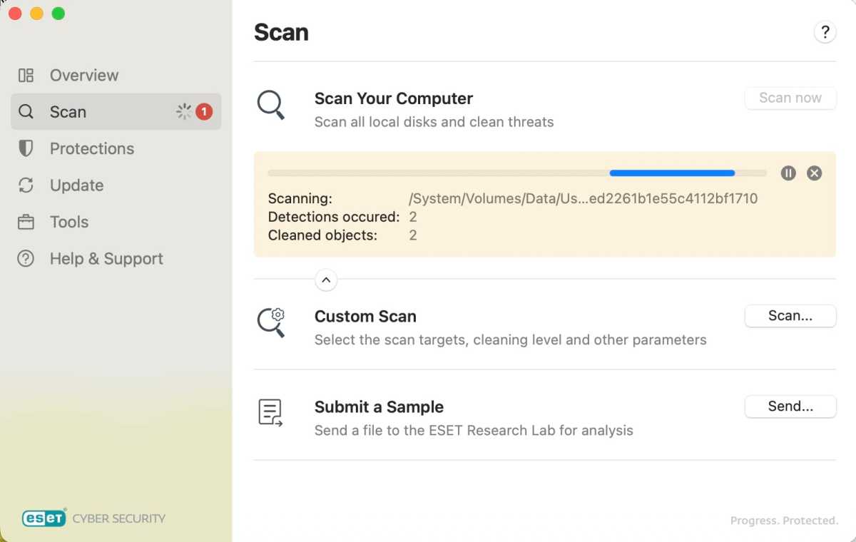 ESET4 An ESET Cyber Security scan in progress