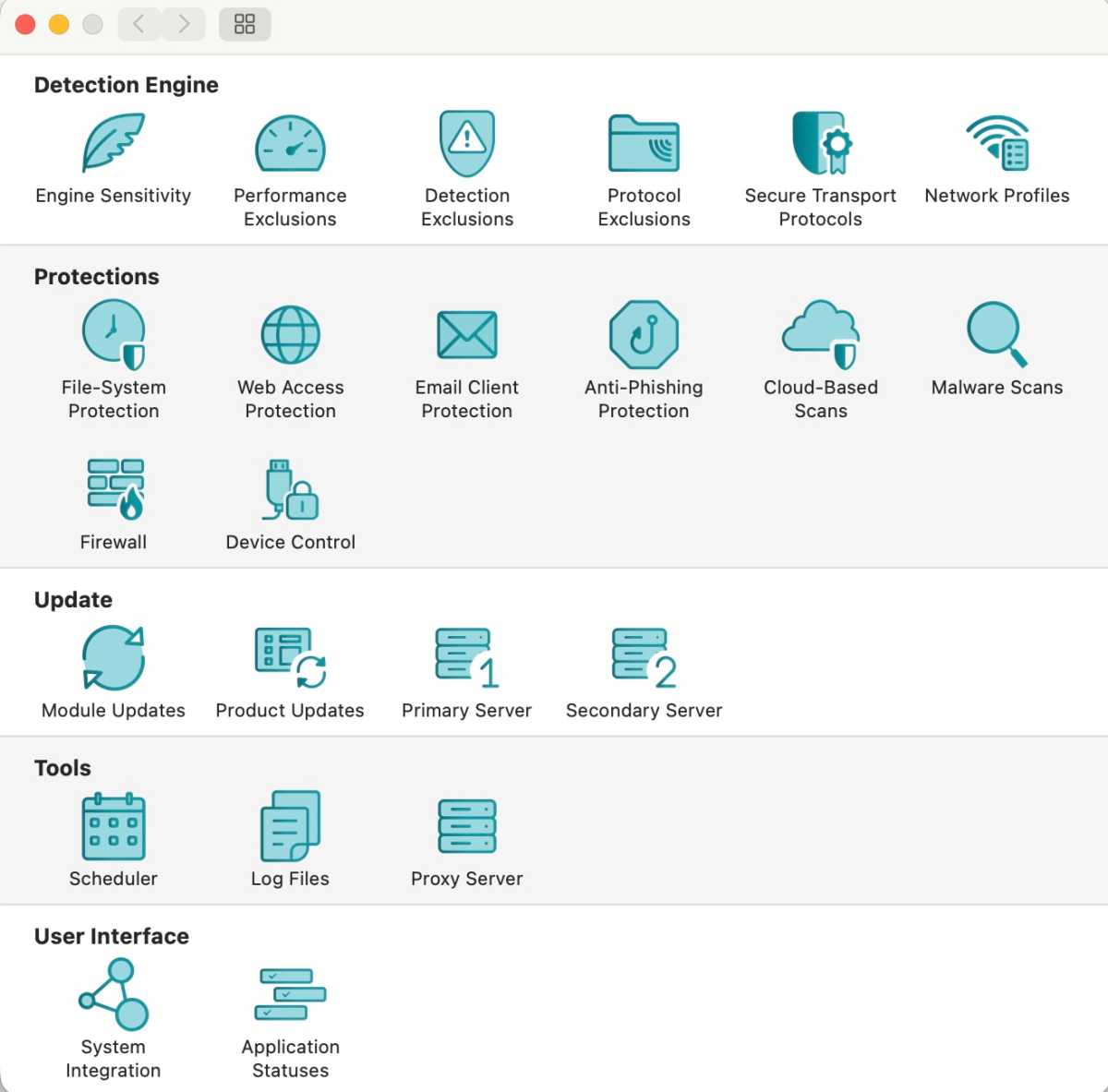 ESET5 ESET Cyber Security s copious Settings menus which can be used to fine tune the application