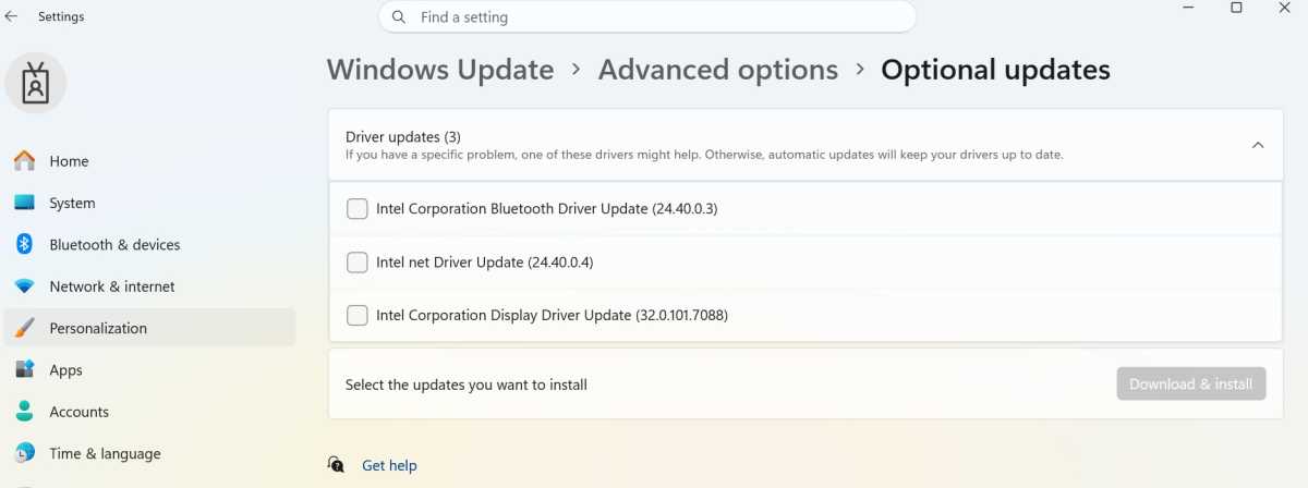 Optional updates Windows
