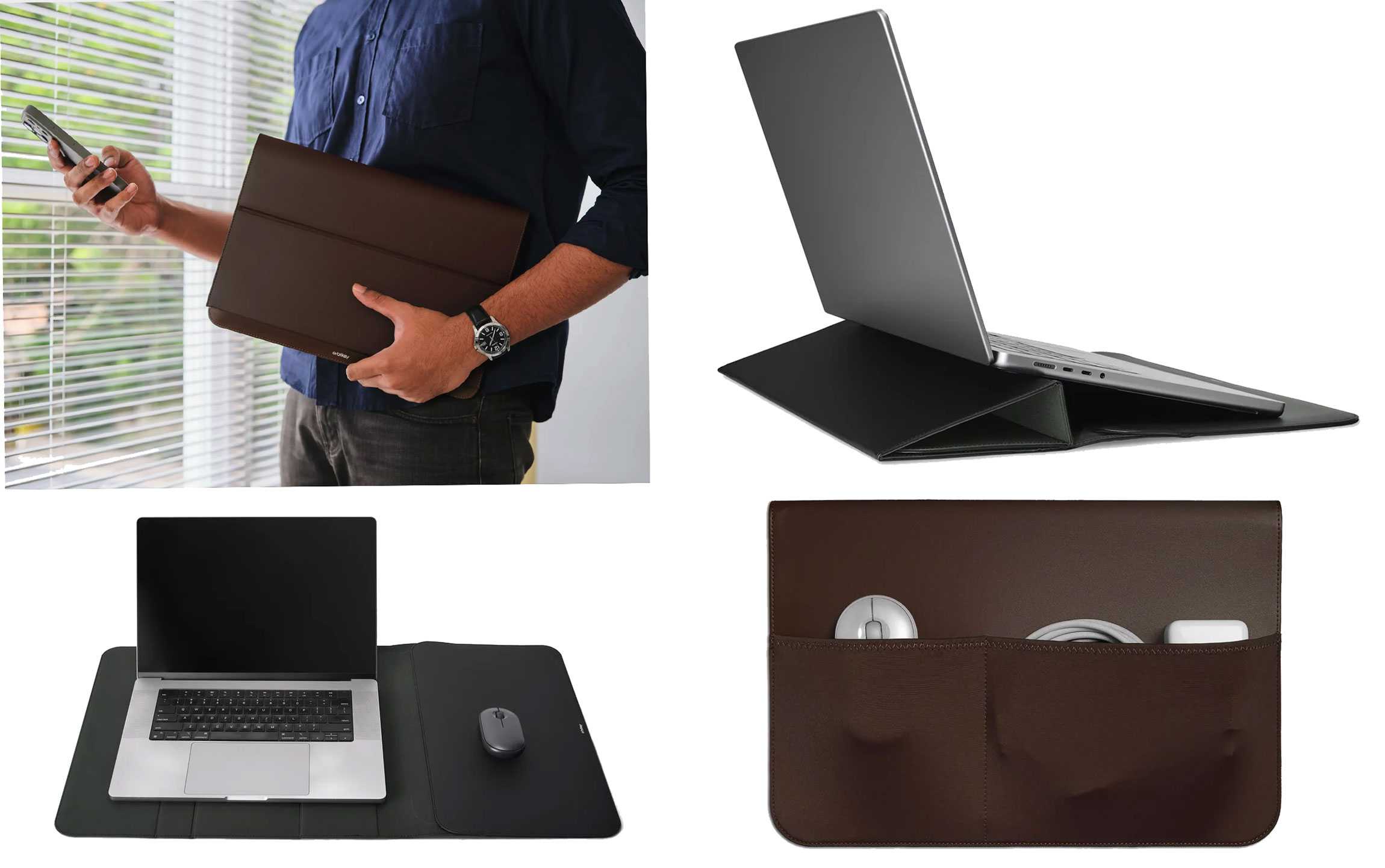 Orbitkey Hybrid Laptop Sleeve – Sleeve folds out to desk mat and stand