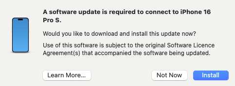 Software update is required to connect to iPhone