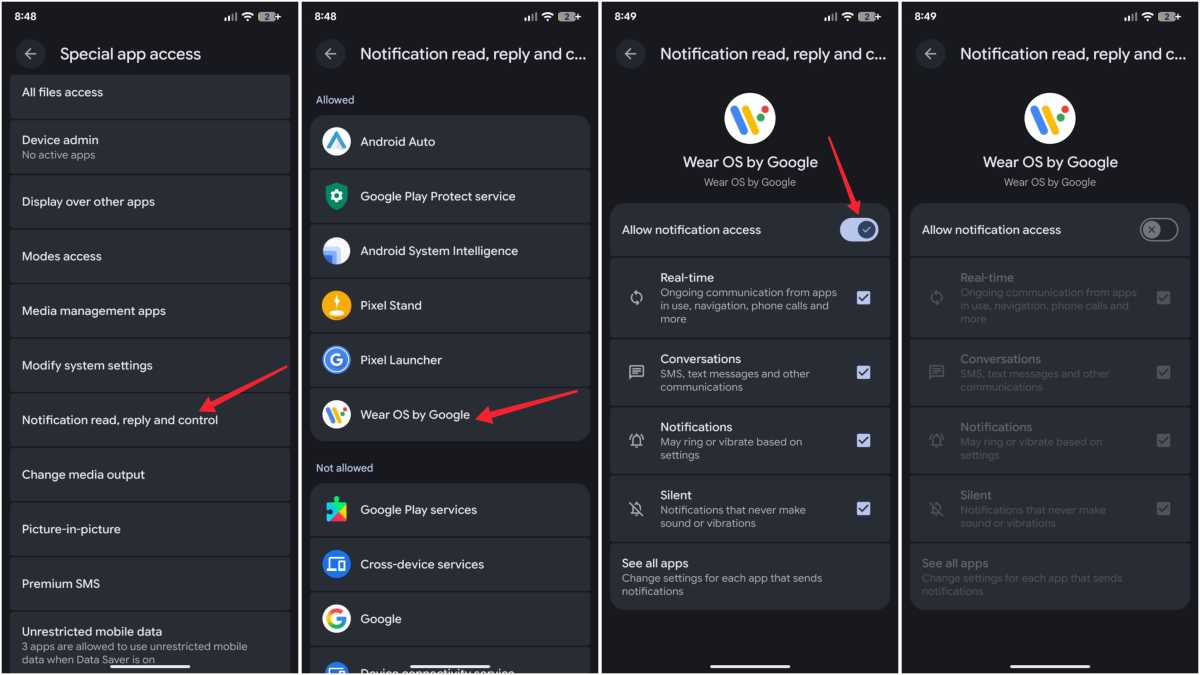 Stopping app notification screenshots