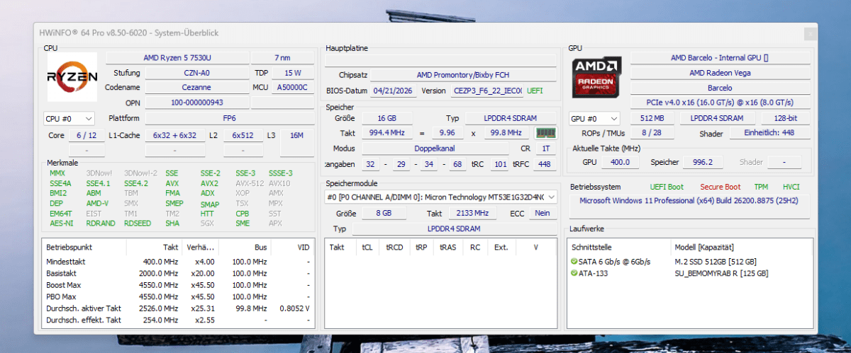 Test Acemagic K1 hw info
