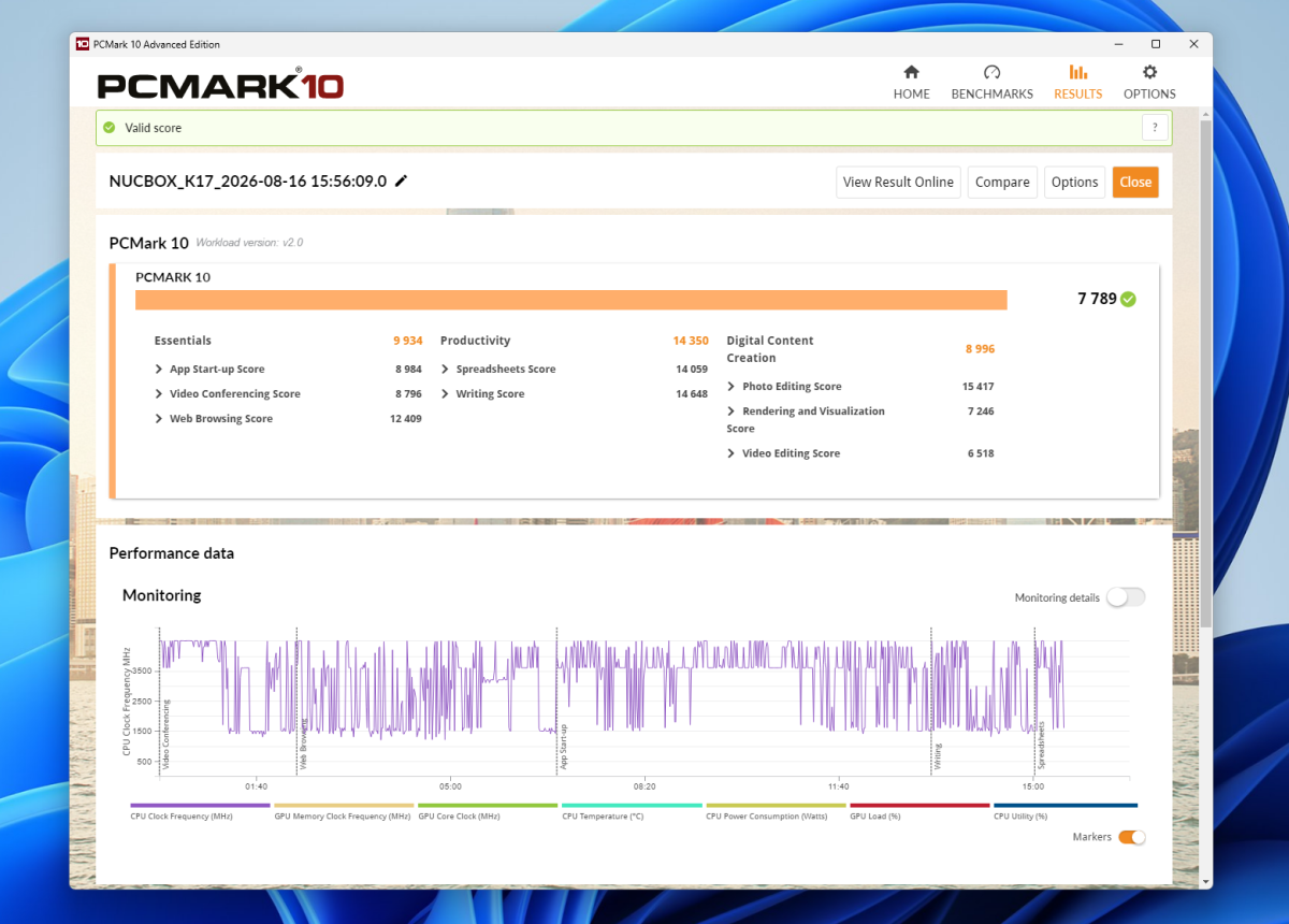 Test GMKtec NucBox K17 pcmark10