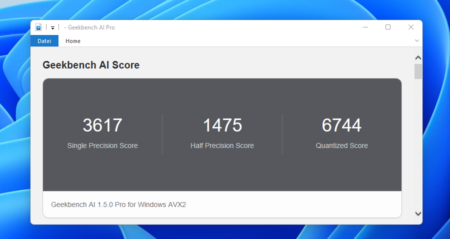 Test Geekom IT13 Max geekbench ai