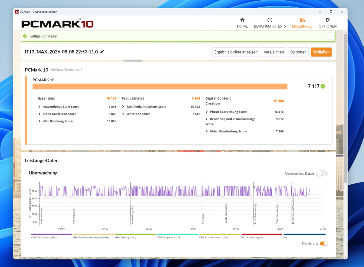 Test Geekom IT13 Max pcmark10