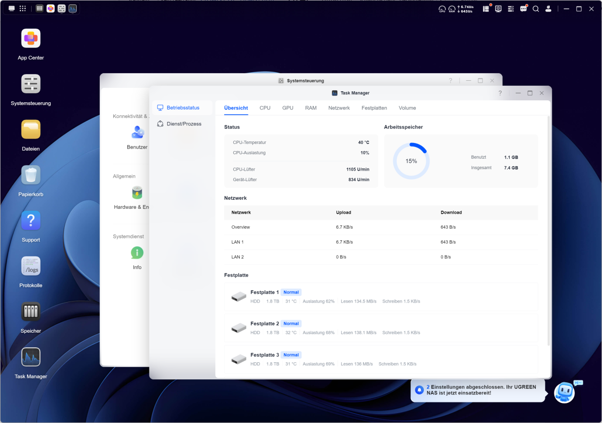 Test Ugreen NAS DXP4800GT Taskmanager