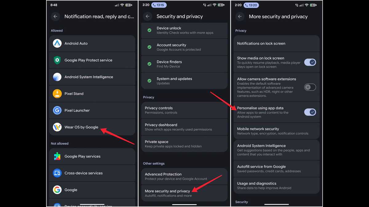 Turn off app data screenshots