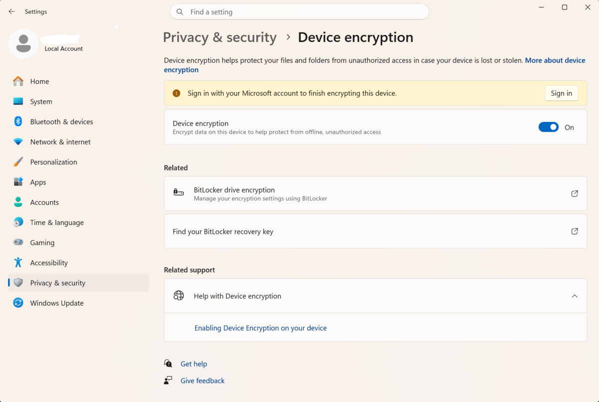 Windows drive encryption
