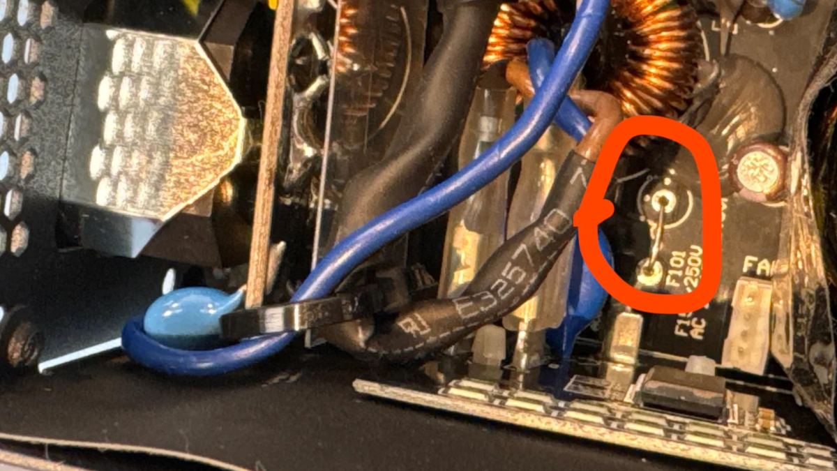 Improperly repaired power supply