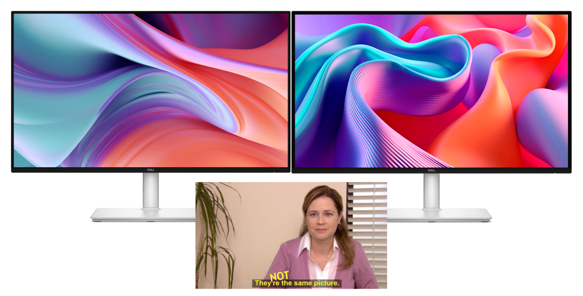 Dell monitors with Office "the same picture" meme 