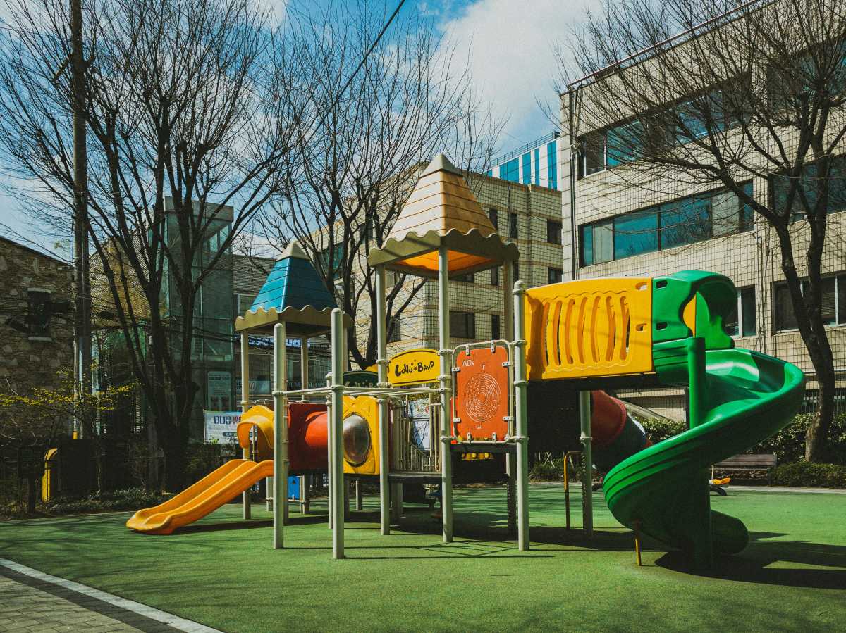Playground structure with slides