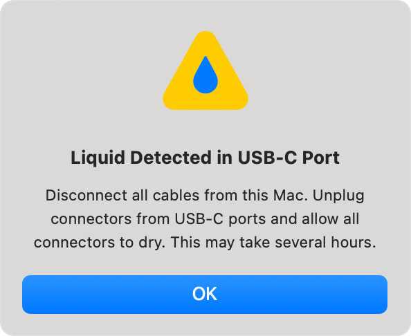 macOS Liquid Detected in USB-C Port