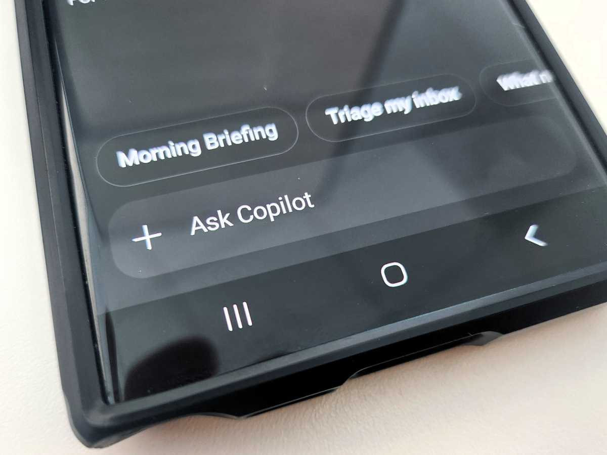 Ask Copilot Morning Briefing Outlook phone