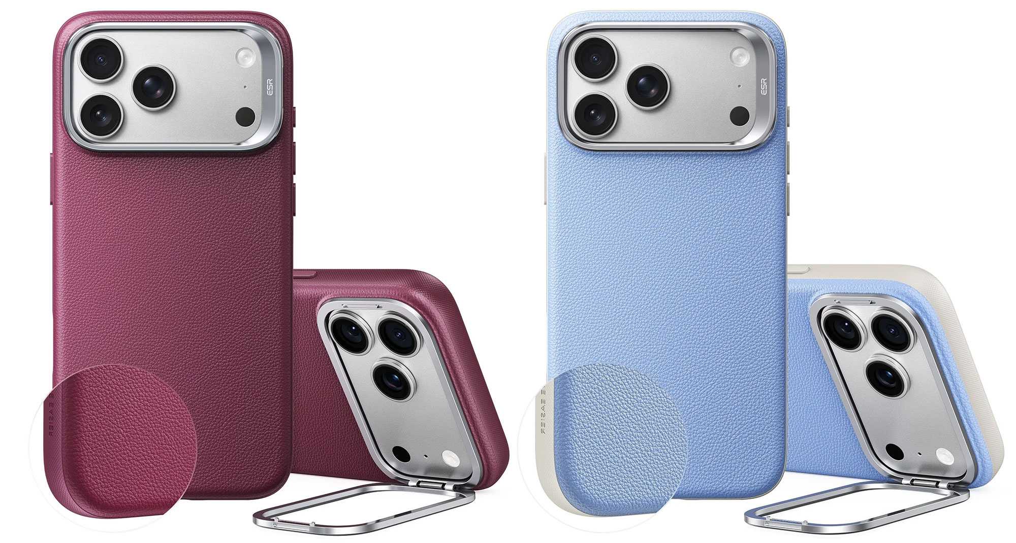 ESR iPhone 18 Pro Max Atelier Case – Vegan leather, zinc-alloy stand