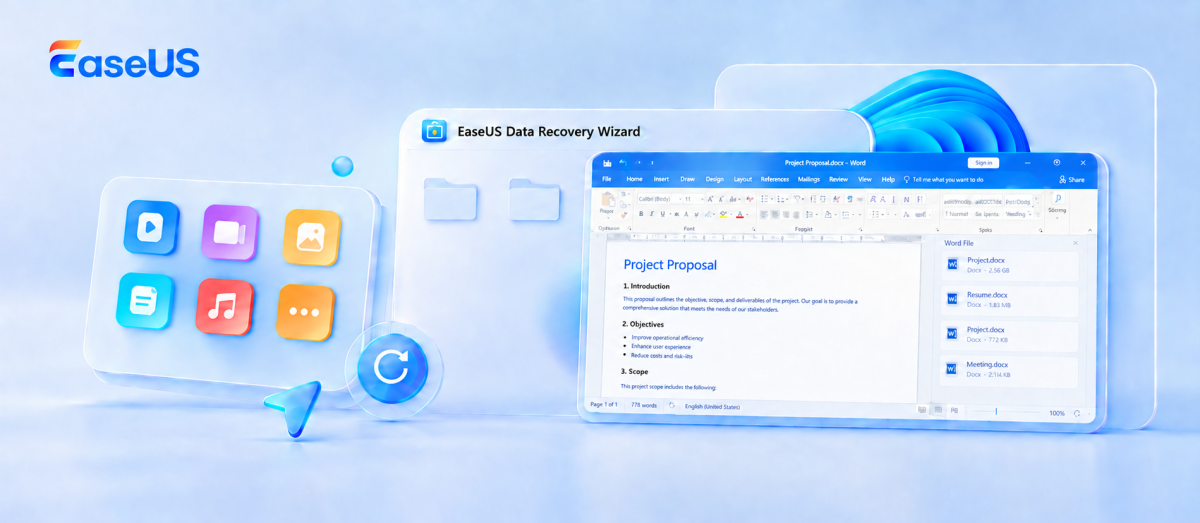 Use data recovery software to scan for an unsaved Word document after a system crash on Windows 11