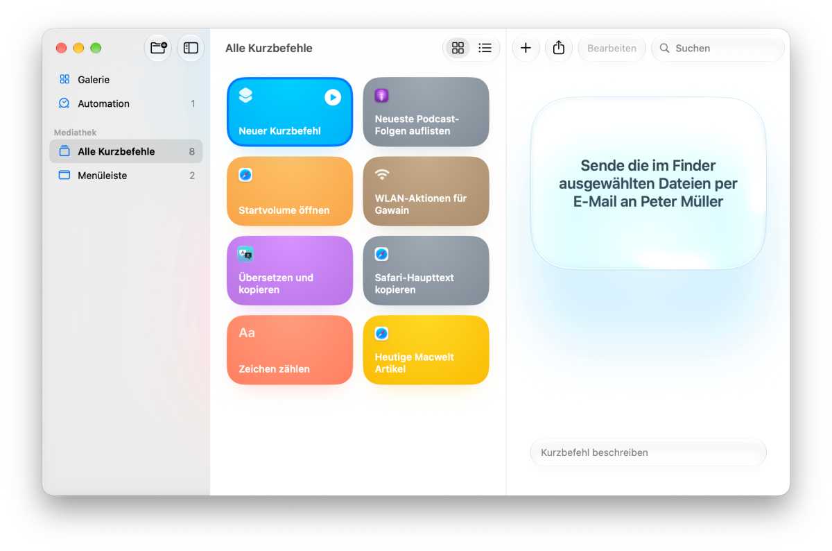 macOS Golden Gate neuer Kurzbefehl