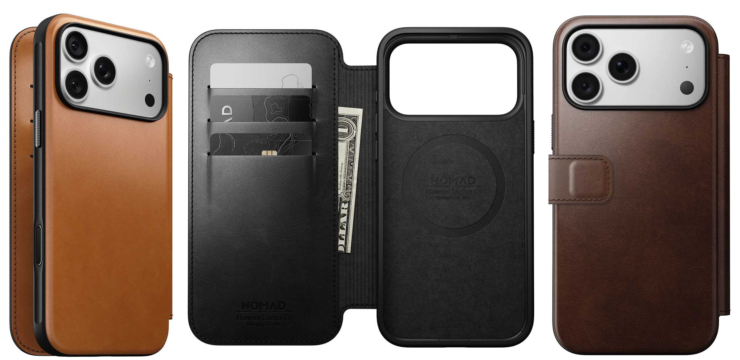Nomad Modern Leather Folio for iPhone 18 – Classy leather wallet folio
