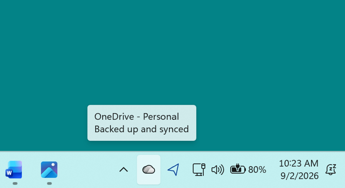 OneDrive on taskbar