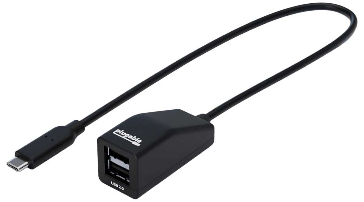 Plugable USBC-2PORT USB-C to dual USB-A 2.0 hub