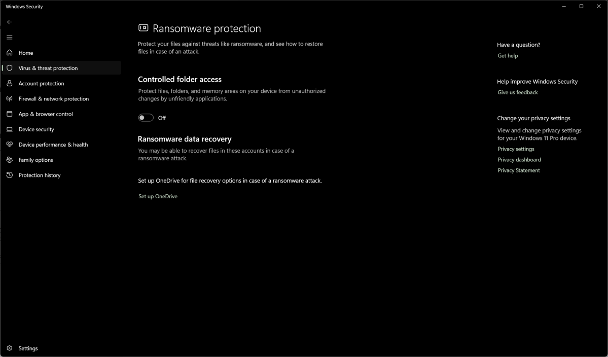 Ransomware protection in Windows 11