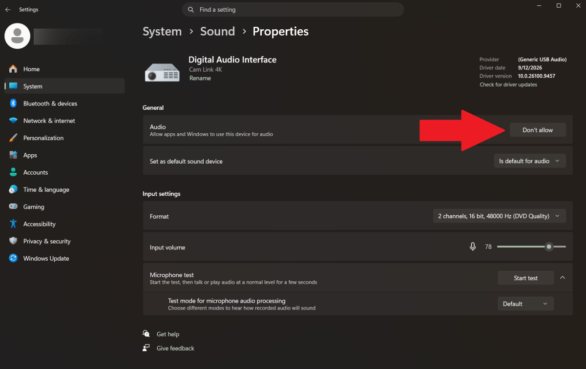 Sound Settings in Windows