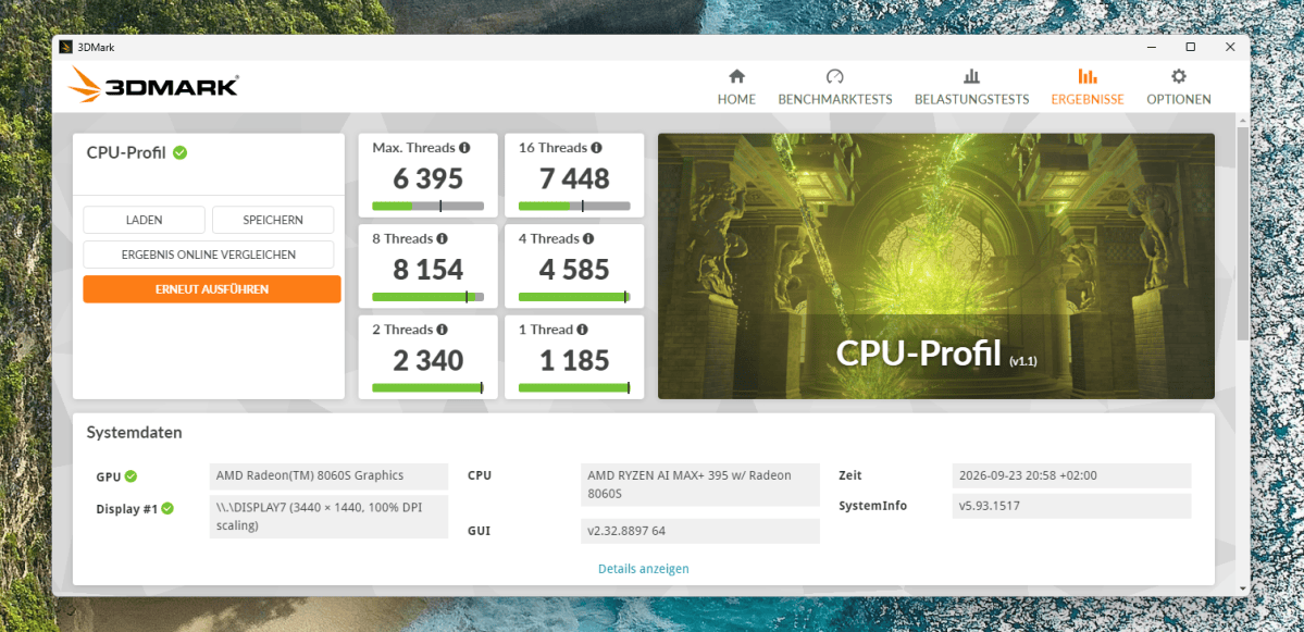 Test GMKtec EVO X3 cpu profil1