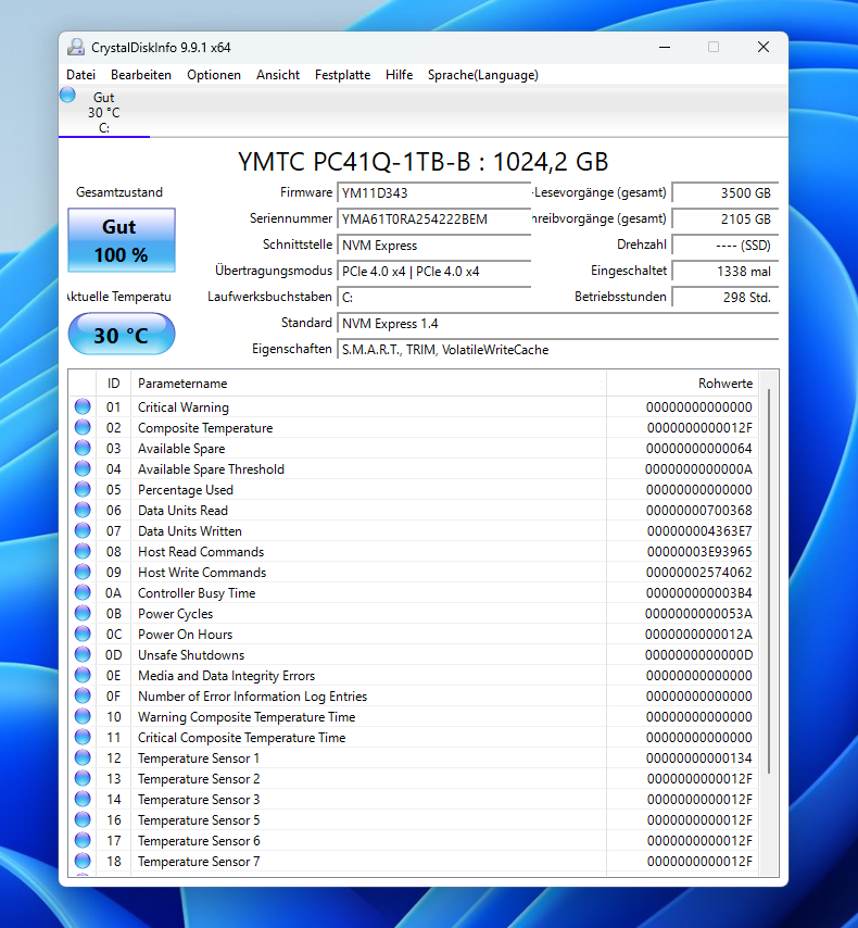 Test Minisforum MS 03 crystaldiskinfo