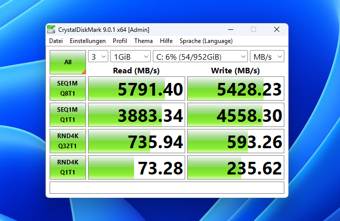 Test Minisforum MS 03 crystaldiskmark