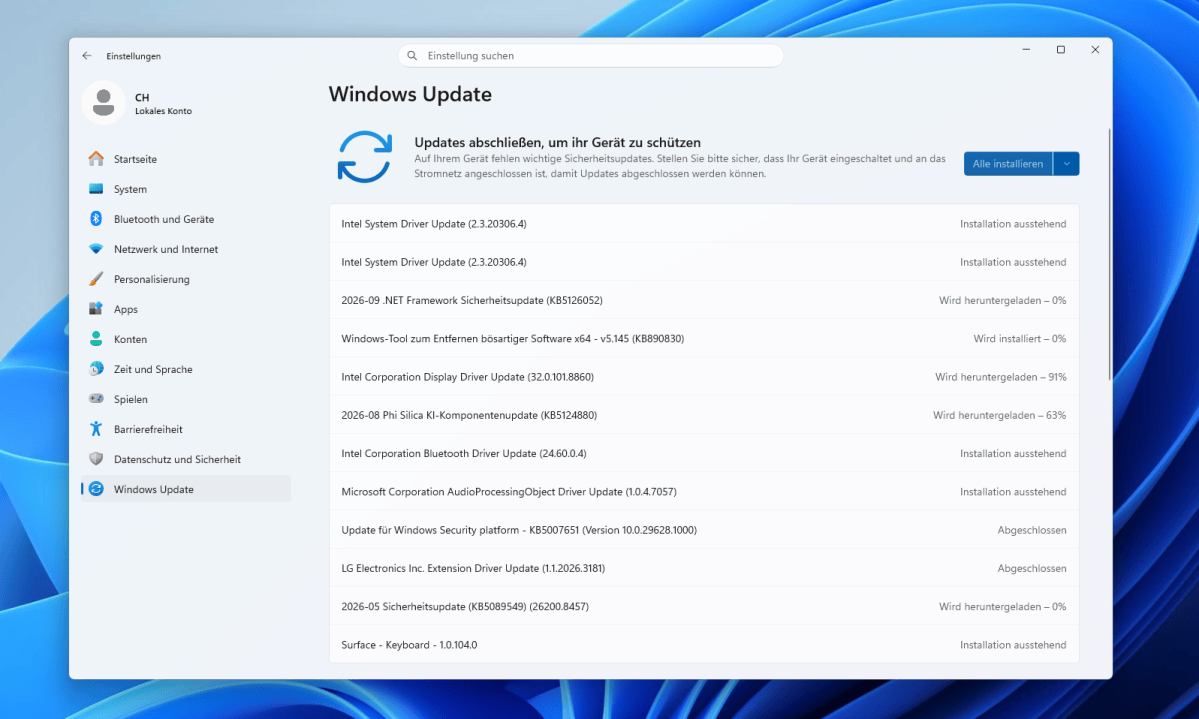 Test Minisforum MS 03 windows update