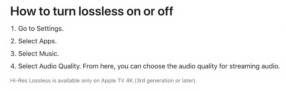 Apple lossless audio support doc