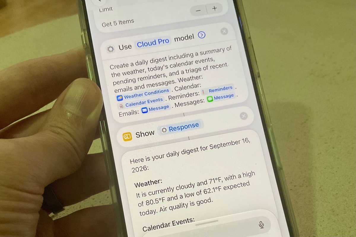 iOS 27 Shortcuts edit screen