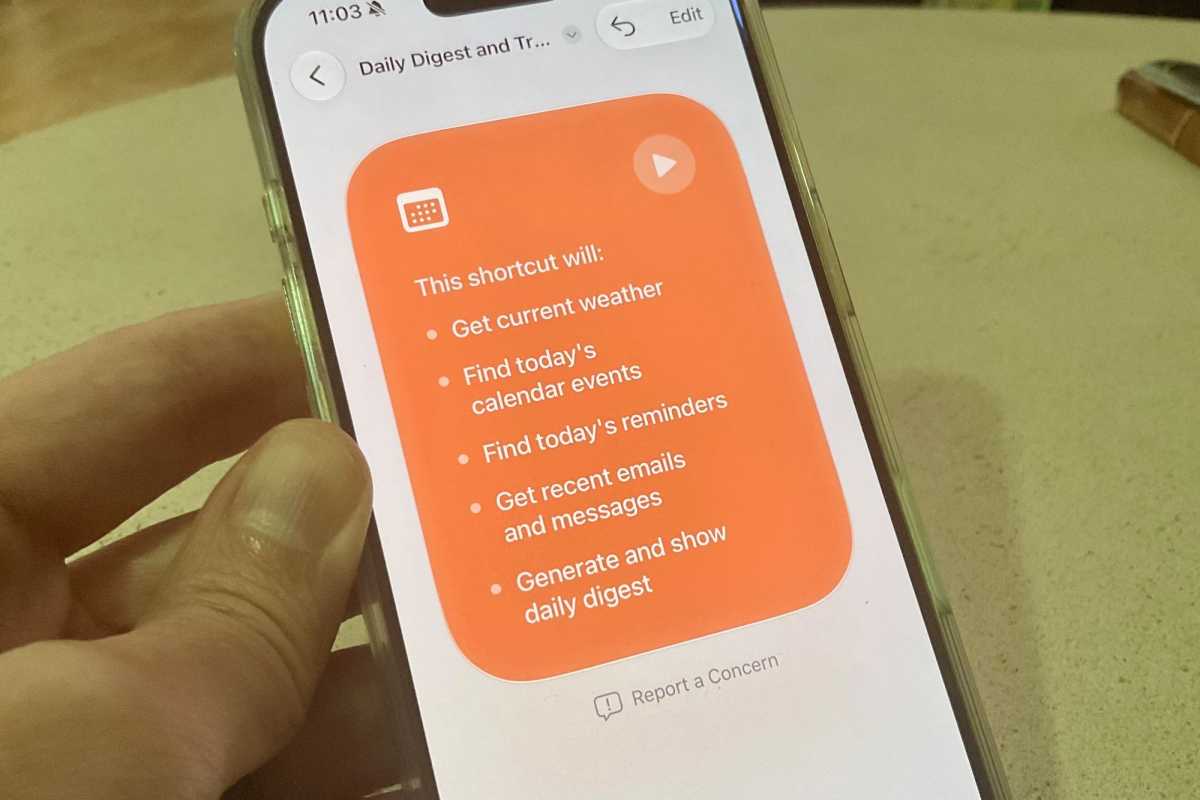 iOS Shortcuts result