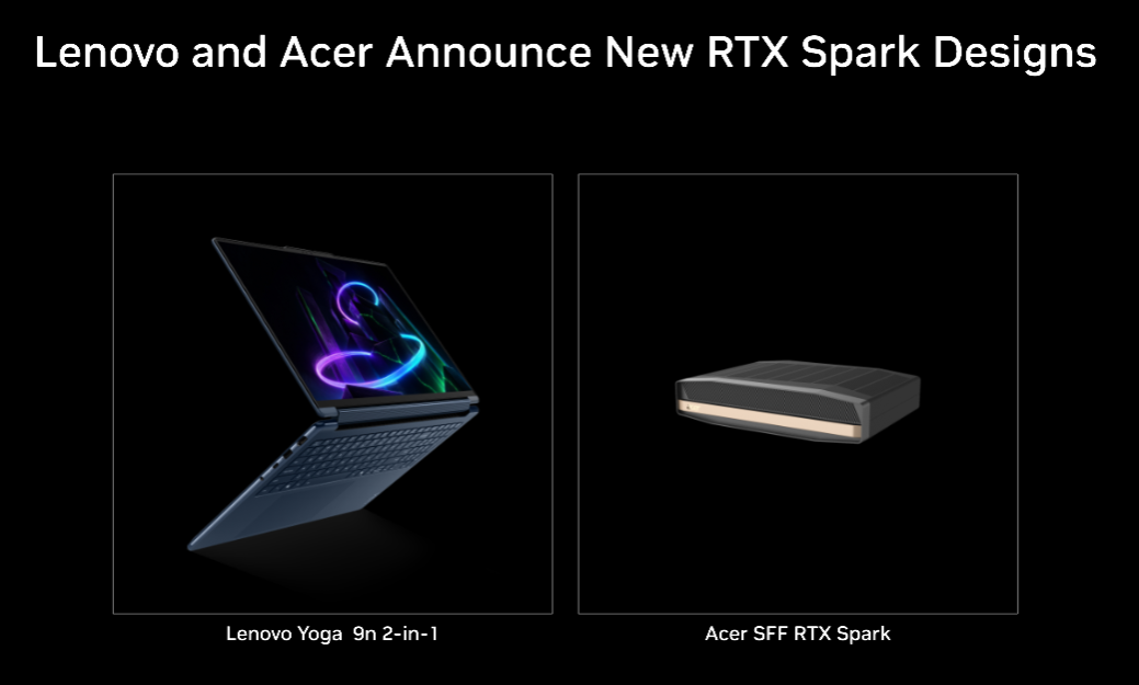 Lenovo and Acer RTX Spark laptop, mini PC