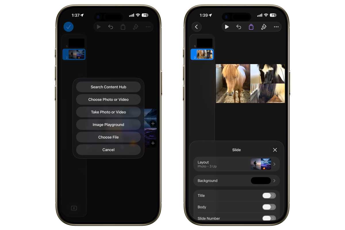 ios keynote collage image options