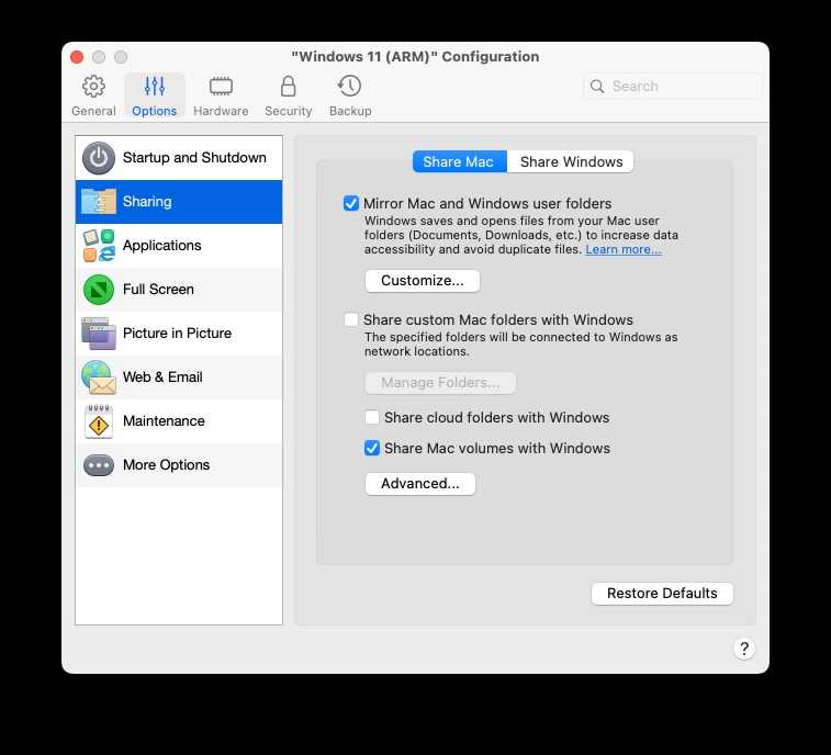 Parallels Share Files And Data With MacOS