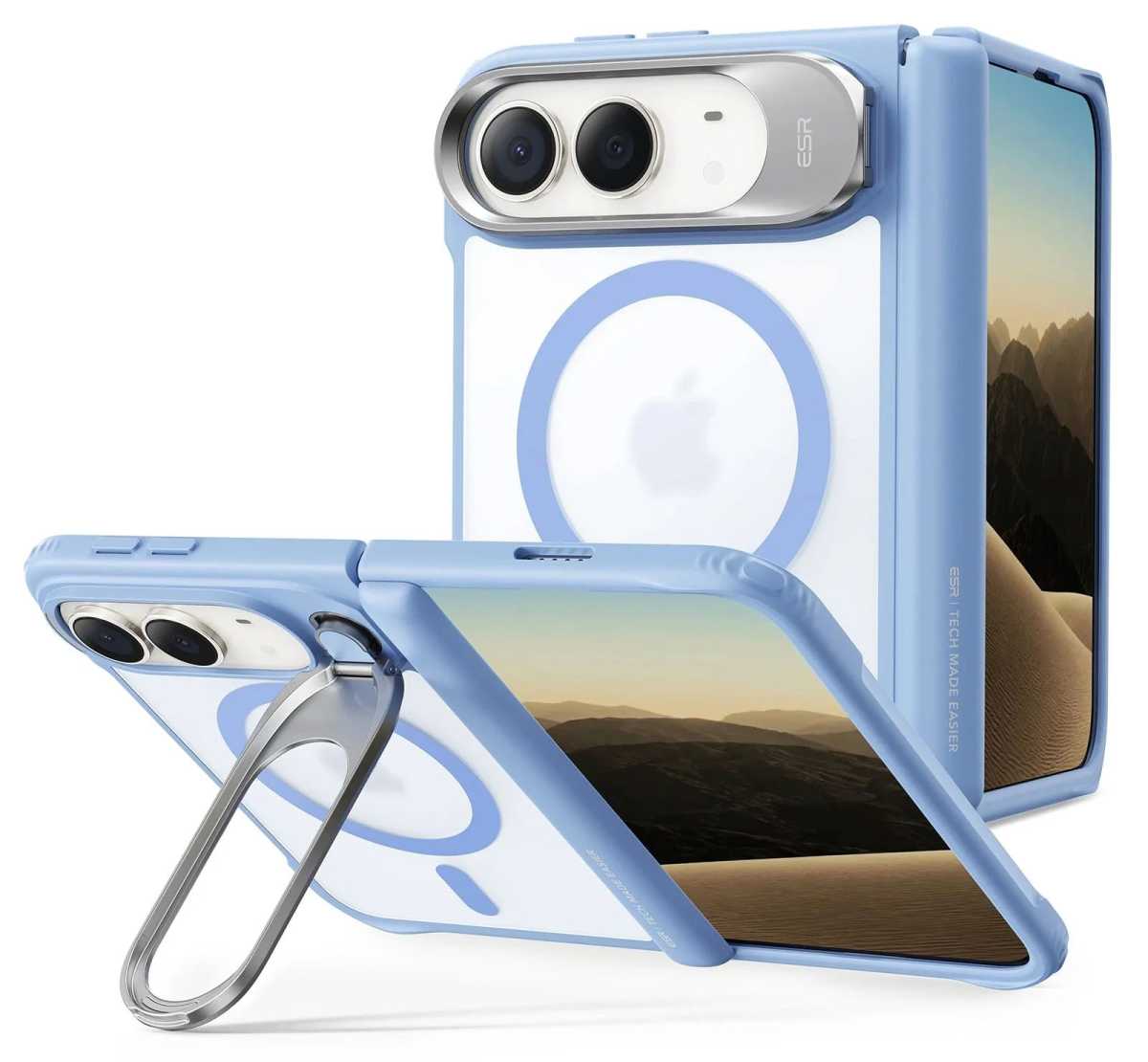ESR iPhone Duo Classic Hybrid Case with Flex Stand Frosted Misty Blue