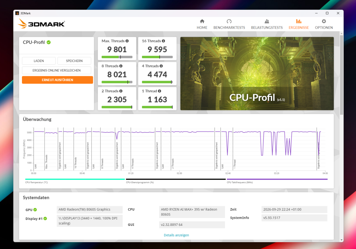 Test MSI PRO MAX EDGE AI  - cpu-profil