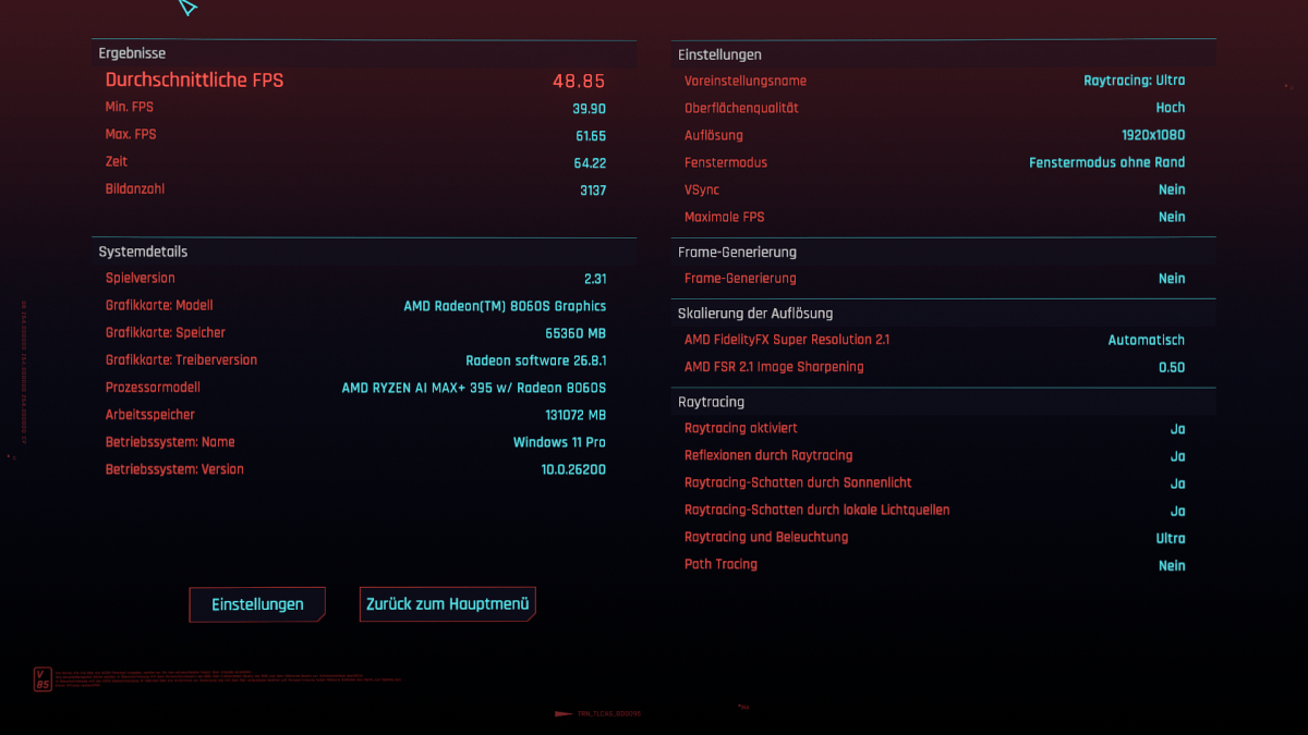 Test MSI PRO MAX EDGE AI  - cyberpunk2077 1920x1080