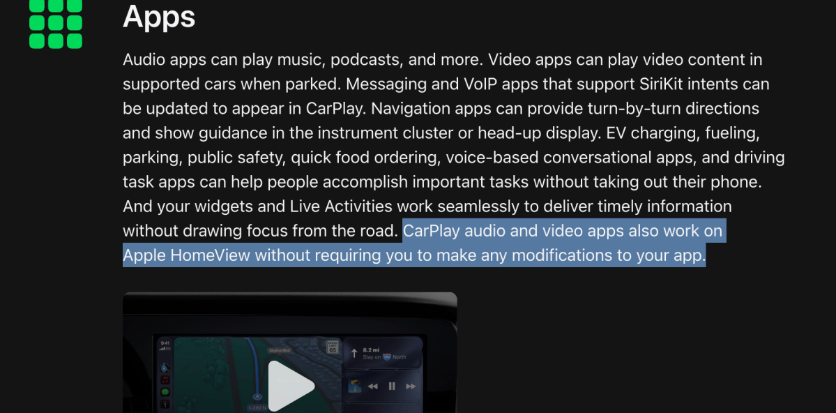 CarPlay developer site