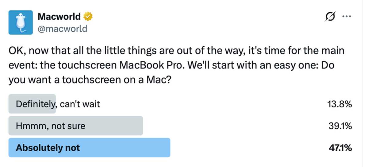 Poll gauging interest in a touchscreen MacBook Pro