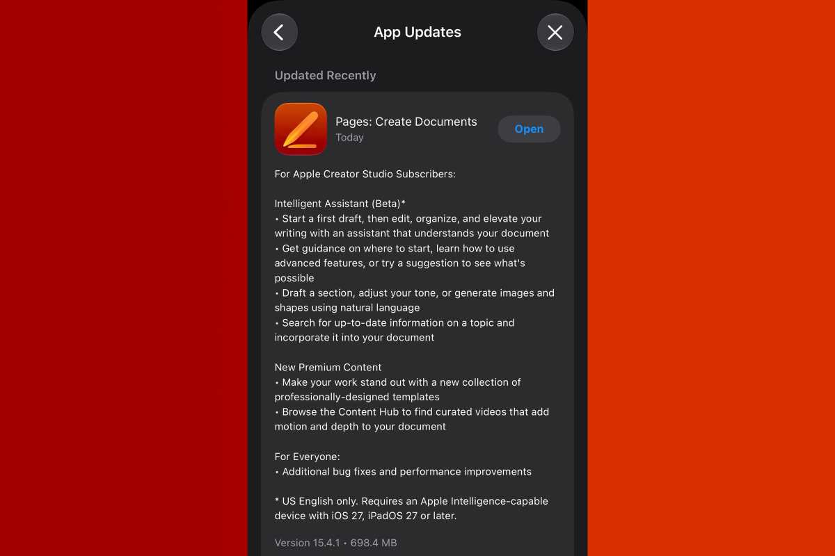 ios 27 pages 15.4.1 app update screenshot